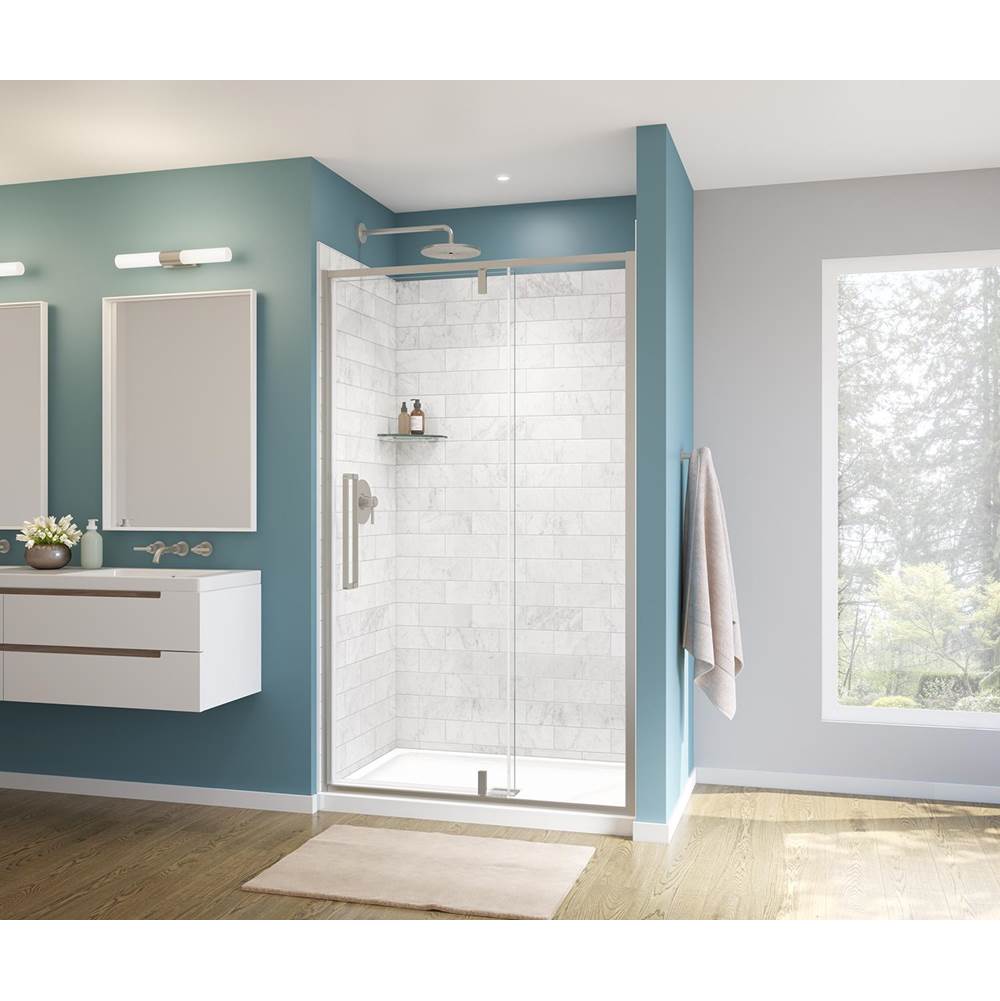 Maax - Uptown 45-47 x 76 in. 8 mm Pivot Shower Door for Alcove Installation with Clear glass in Brushed Nickel