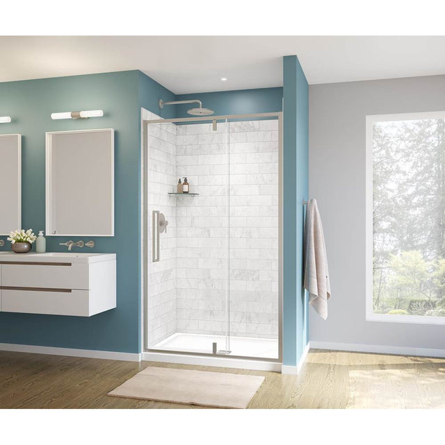 Maax - Uptown 45-47 x 76 in. 8 mm Pivot Shower Door for Alcove Installation with Clear glass in Brushed Nickel