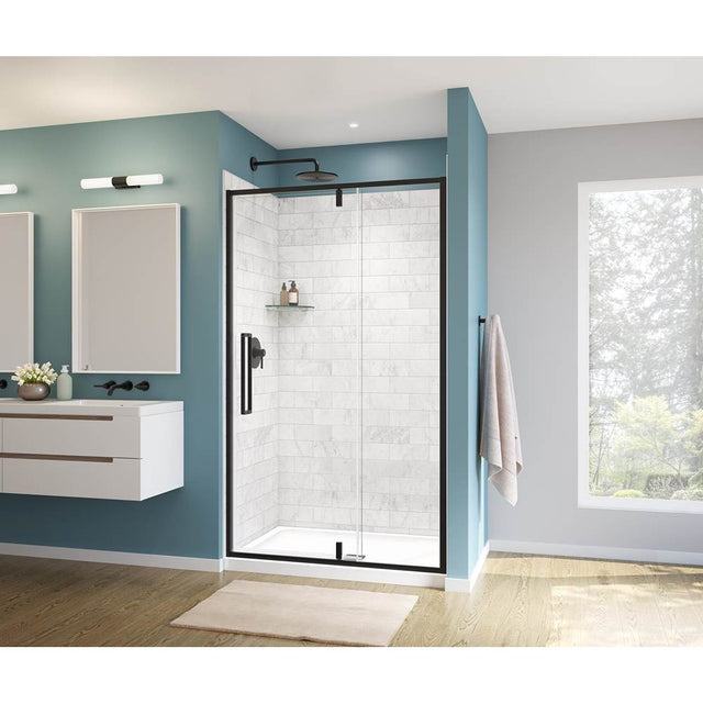 Maax - Uptown 45-47 x 76 in. 8 mm Pivot Shower Door for Alcove Installation with Clear glass in Matte Black