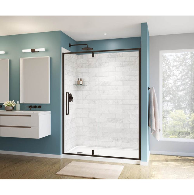 Maax - Uptown 57-59 x 76 in. 8 mm Pivot Shower Door for Alcove Installation with Clear glass in Dark Bronze
