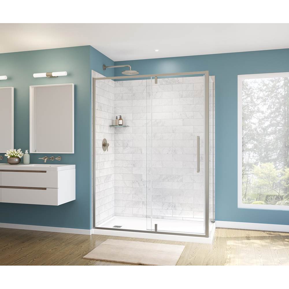Uptown 57-59 x 76 in. 8 mm Pivot Shower Door for Alcove Installation with Clear glass in Brushed Nickel