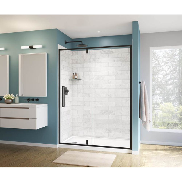 Maax - Uptown 57-59 x 76 in. 8 mm Pivot Shower Door for Alcove Installation with Clear glass in Matte Black