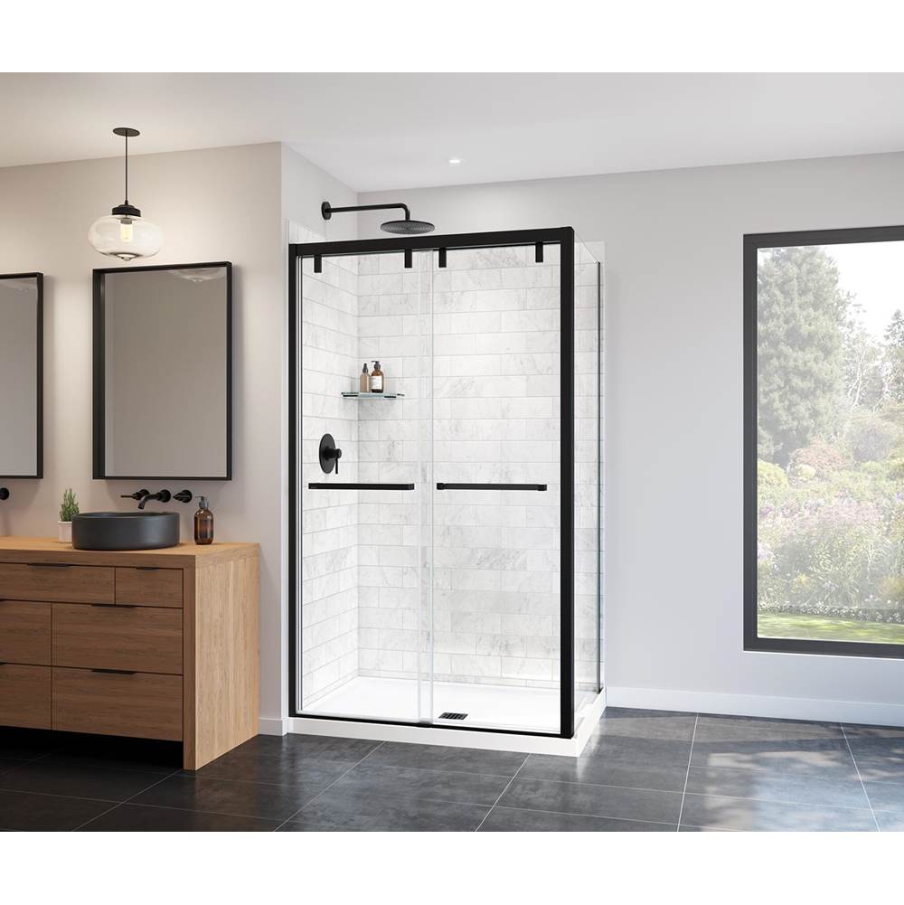 Uptown Return Panel for 32 in. Base with Clear glass in Matte Black