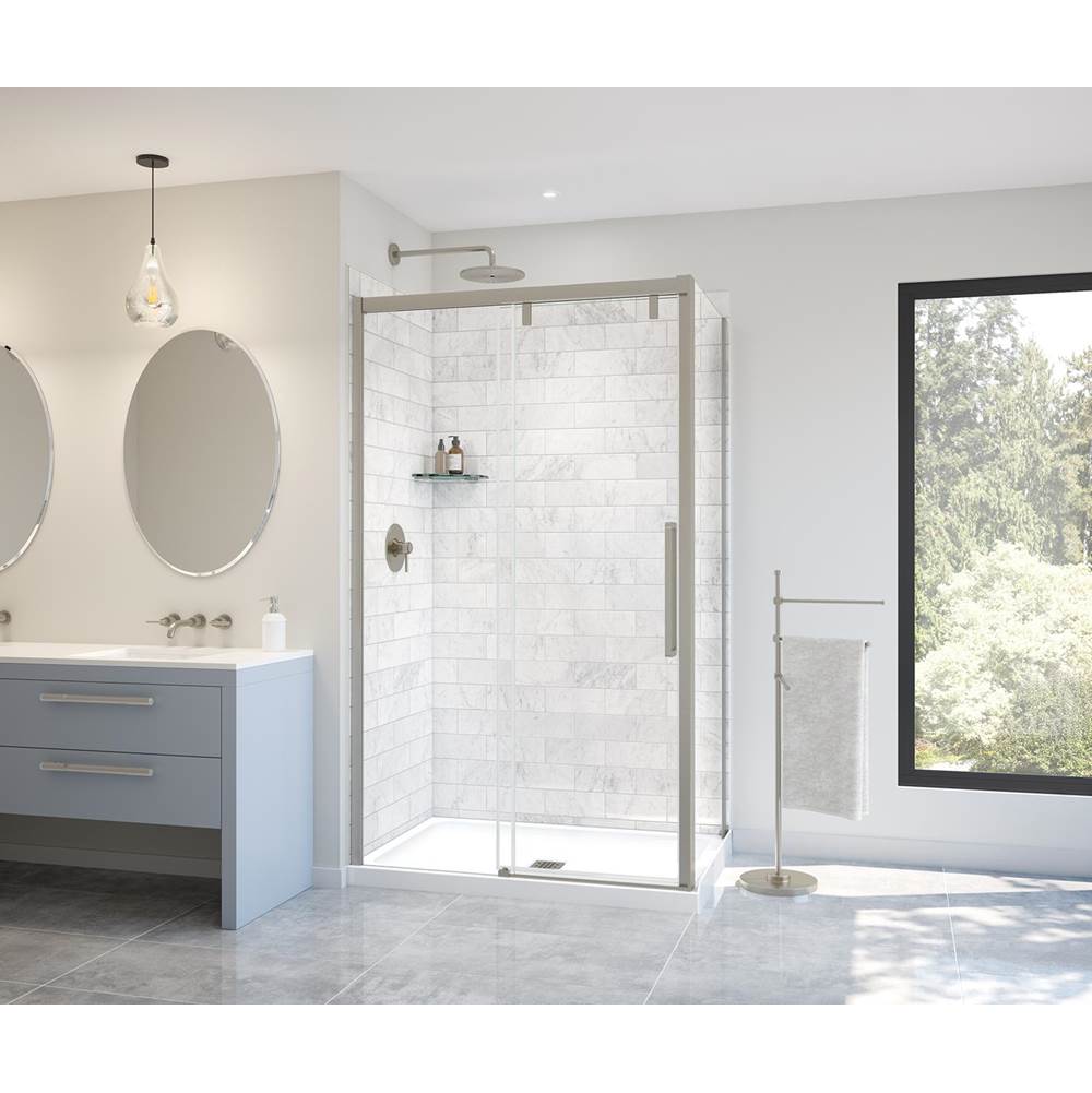 Uptown Return Panel for 36 in. Base with Clear glass in Brushed Nickel