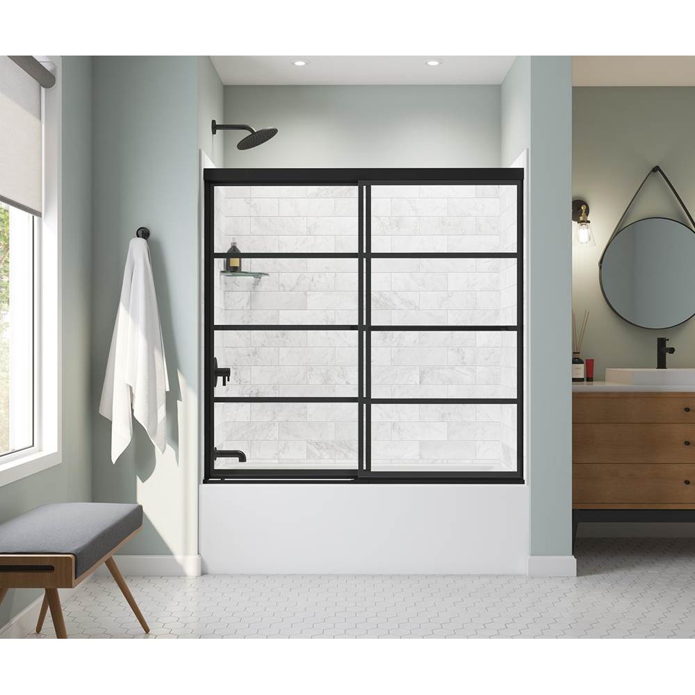 Maax - Incognito 57 Shaker 56-59 x 56 3/4 in. 8mm Bypass Tub Door for Alcove Installation with Shaker glass in Matte Black