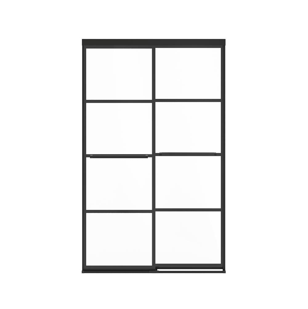 Incognito 76 Shaker 44-47 x 76 in. 8mm Bypass Shower Door for Alcove Installation with Shaker glass in Matte Black