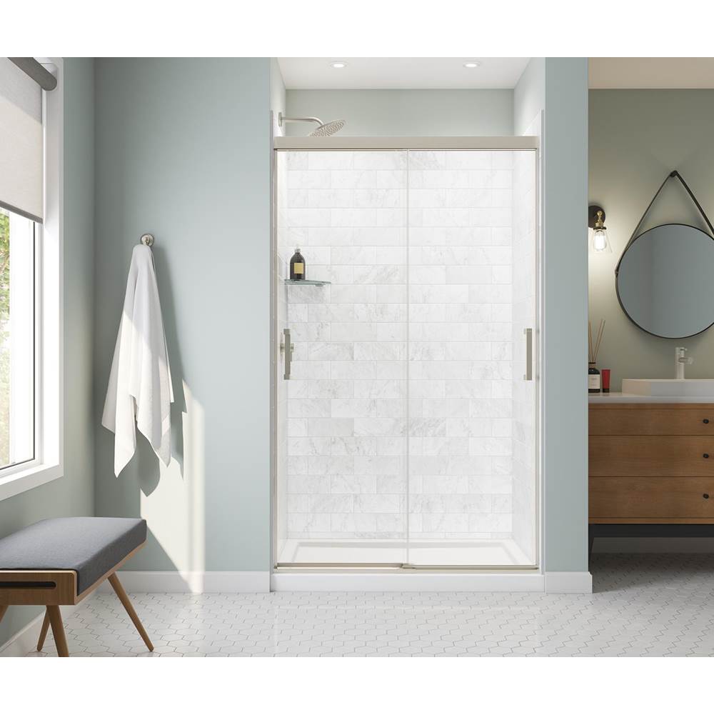 Maax - Incognito 76 44-47 x 76 in. 8mm Bypass Shower Door for Alcove Installation with Clear glass in Brushed Nickel