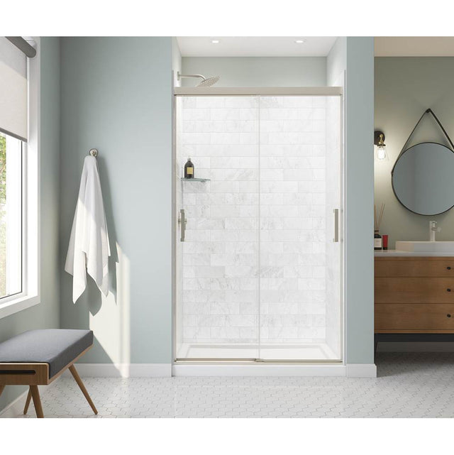 Maax - Incognito 76 44-47 x 76 in. 8mm Bypass Shower Door for Alcove Installation with Clear glass in Brushed Nickel