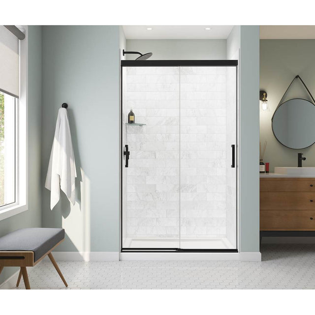 Maax - Incognito 76 44-47 x 76 in. 8mm Bypass Shower Door for Alcove Installation with Clear glass in Matte Black