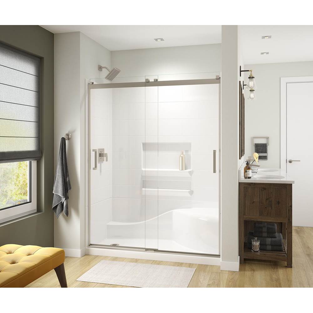 Maax - Revelation Square 56-59 x 70.5-73 in. 6 mm Bypass Shower Door for Alcove Installation with Clear glass in Brushed Nickel