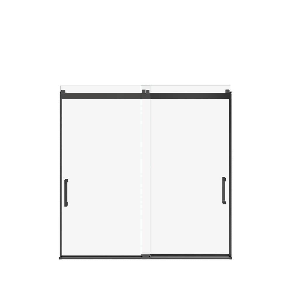 Revelation Square 56-59 x 56.75-59.25 in. 6 mm Bypass Tub Door for Alcove Installation with Clear glass in Matte Black