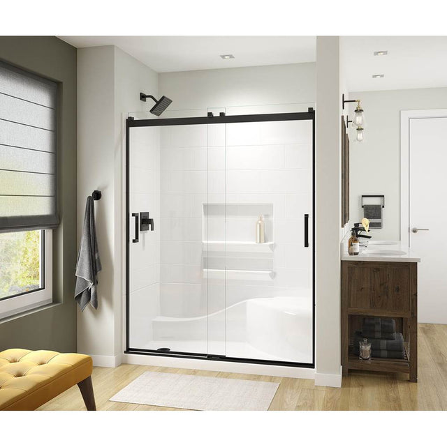 Maax - Revelation Square 56-59 x 70.5-73 in. 8mm Bypass Shower Door for Alcove Installation with Clear glass in Matte Black