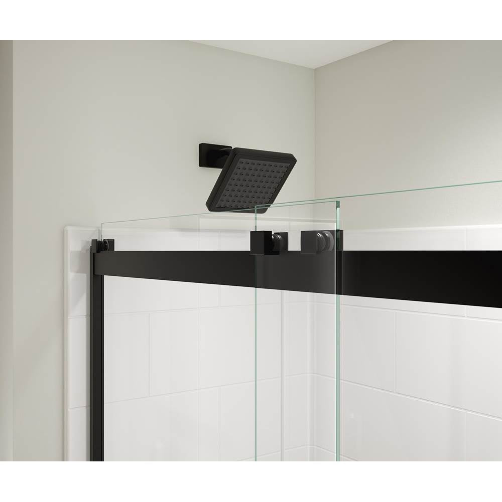 Revelation Square 56-59 x 56.75-59.25 in. 8mm Bypass Tub Door for Alcove Installation with Clear glass in Matte Black