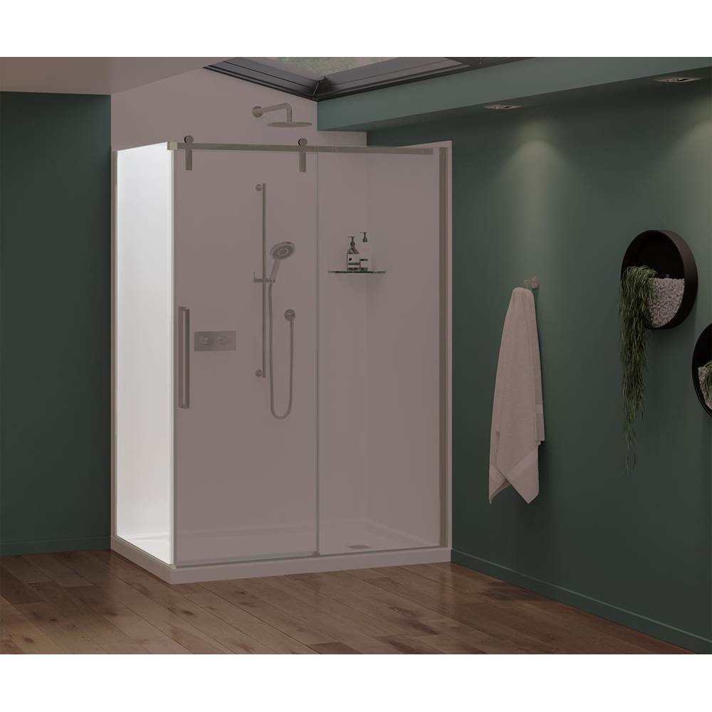 Maax - Nebula Return Panel for 36 in. Base with Clear glass in Brushed Nickel