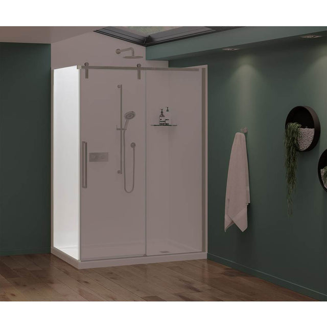 Maax - Nebula Return Panel for 36 in. Base with Clear glass in Brushed Nickel