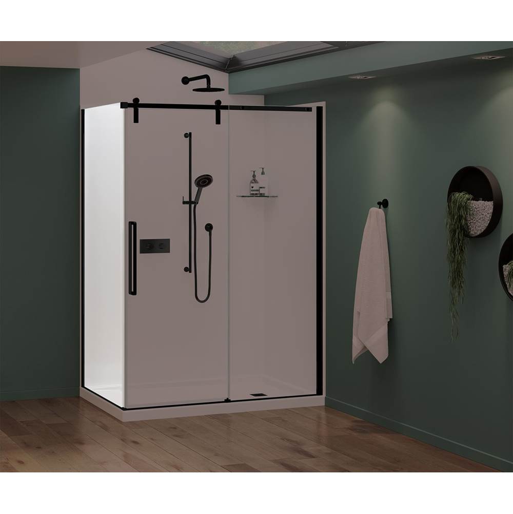 Maax - Nebula Return Panel for 36 in. Base with Clear glass in Matte Black