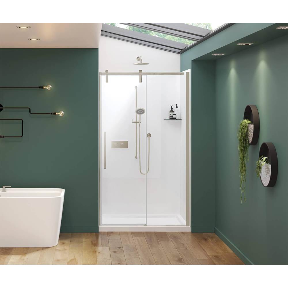 Maax - Nebula 44.5-46.5 x 78.75 in. 8mm Sliding Shower Door for Alcove Installation with Clear glass in Brushed Nickel