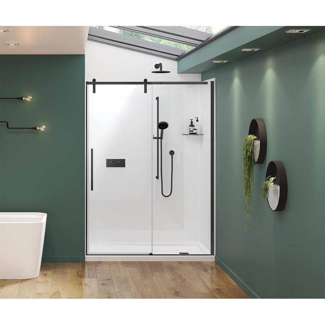 Maax - Nebula 56.5-58.5 x 78.75 in. 8mm Sliding Shower Door for Alcove Installation with Clear glass in Matte Black