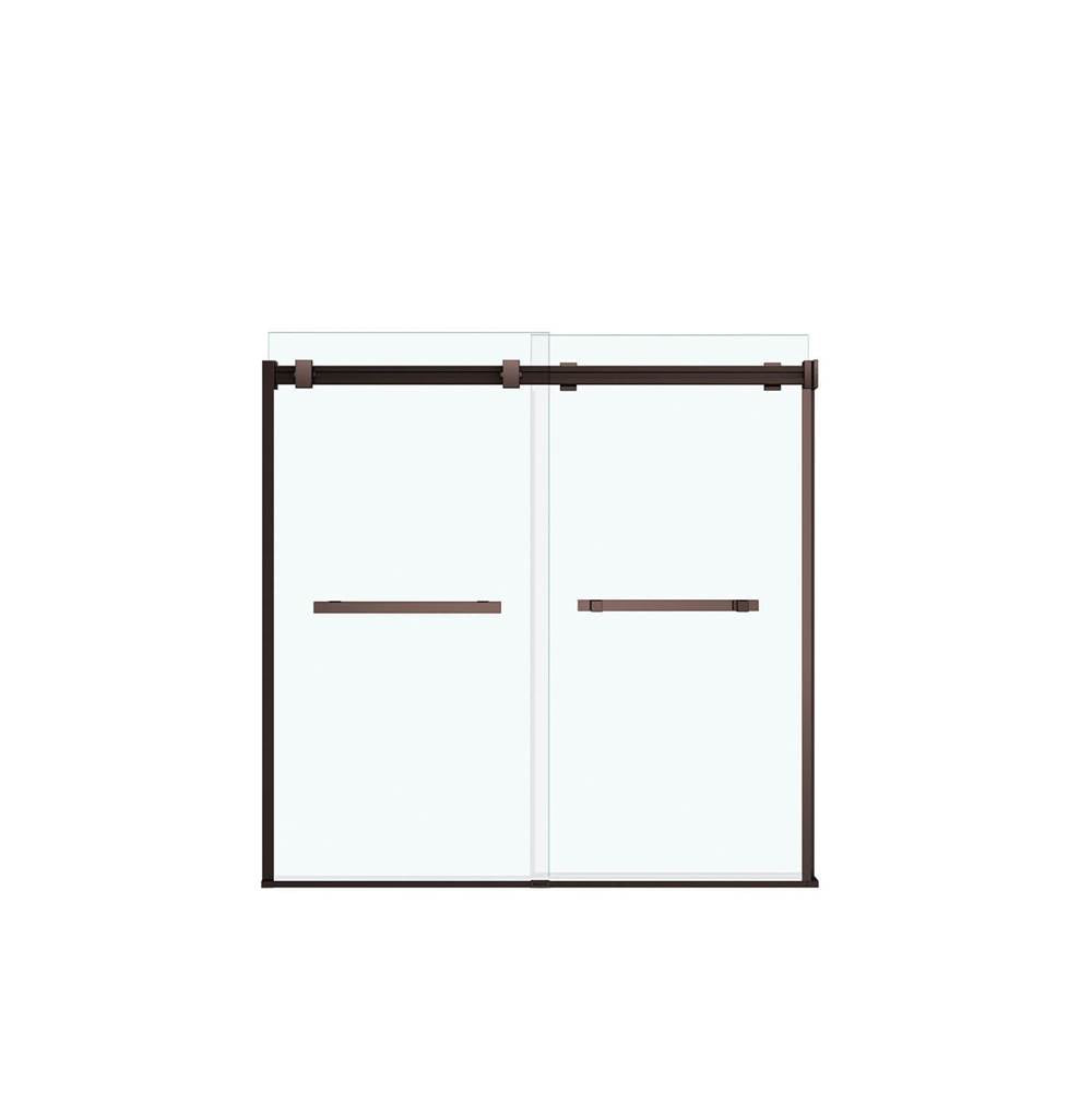 Duel 56-59 x 55.5-59 in. 8 mm Bypass Tub Door for Alcove Installation with Clear glass in Dark Bronze