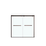 Duel 56-59 x 55.5-59 in. 8 mm Bypass Tub Door for Alcove Installation with Clear glass in Dark Bronze