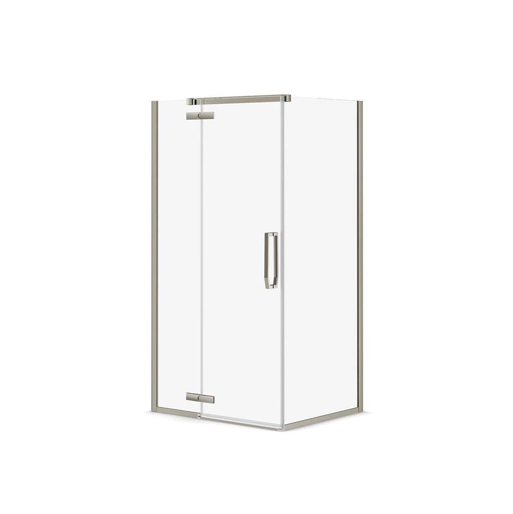 Link Rectangular 42 x 34 x 75 in. 8mm Pivot Shower Door for Corner Installation with Clear glass in Brushed Nickel