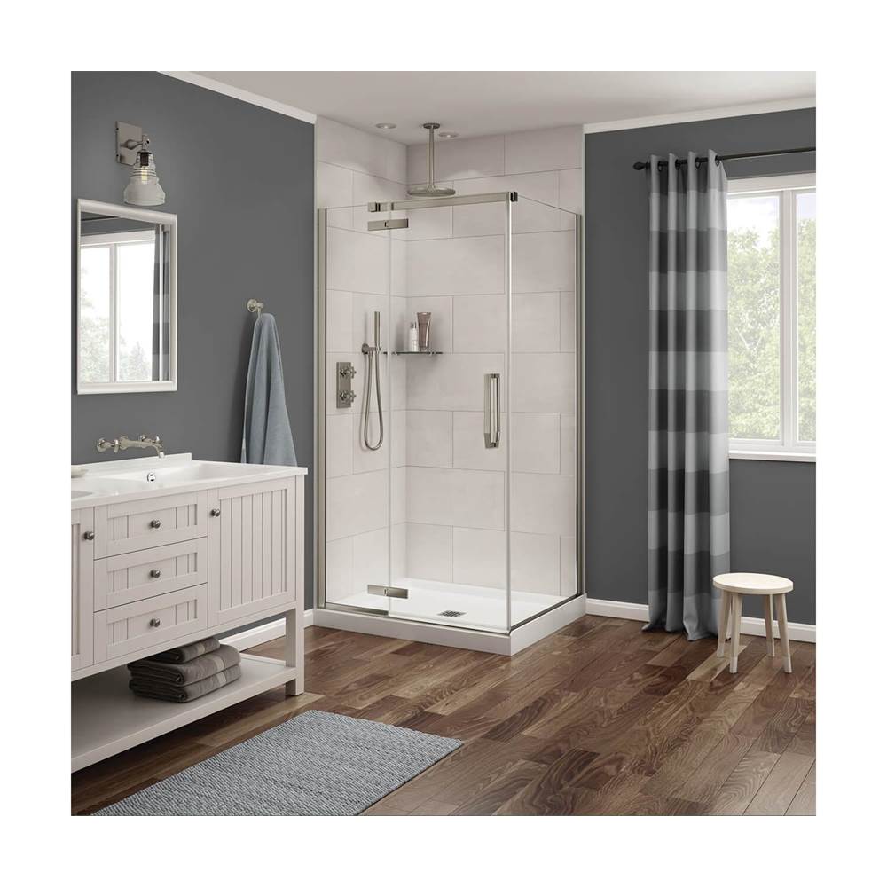 Maax - Link Rectangular 42 x 34 x 75 in. 8mm Pivot Shower Door for Corner Installation with Clear glass in Brushed Nickel