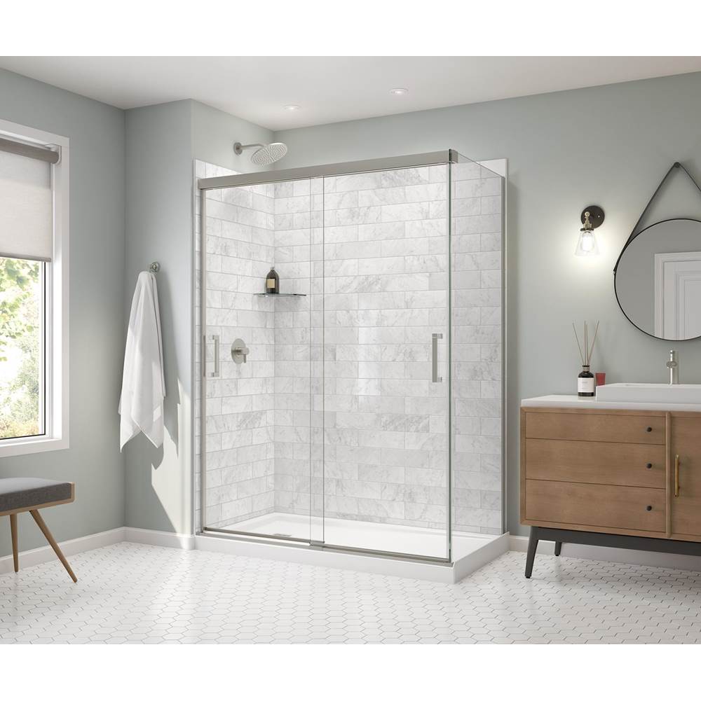 Incognito 76 Return Panel for 32 in. Base with Clear glass in Brushed Nickel