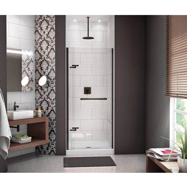 Maax - Reveal 71 32.5-35.5 x 71.5 in. 8mm Pivot Shower Door for Alcove Installation with Clear glass in Dark Bronze