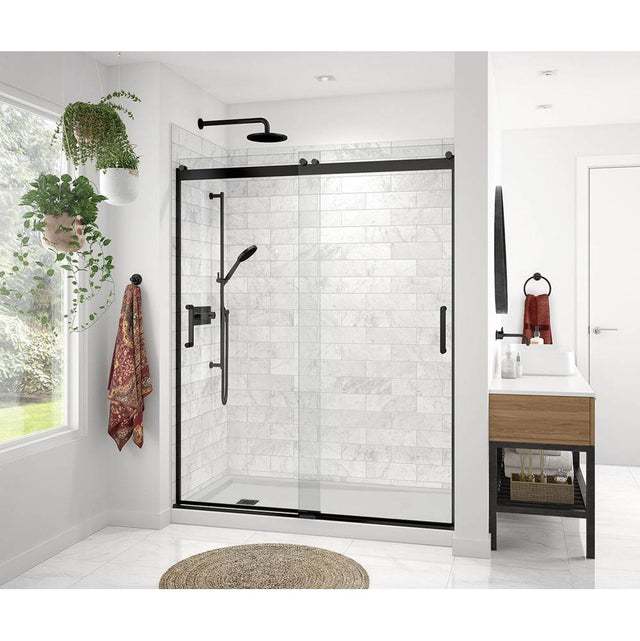 Maax - Revelation Round 56-59 in. x 70.5-73 in. 6 mm Bypass Shower Door for Alcove Installation with Clear glass in Matte Black
