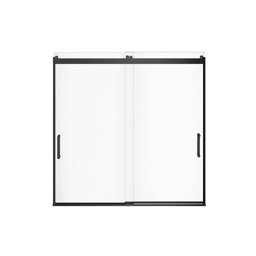 Revelation Round 56-59 in. x 56.75-59.25 in. 6 mm Bypass Tub Door for Alcove Installation with Clear glass in Matte Black