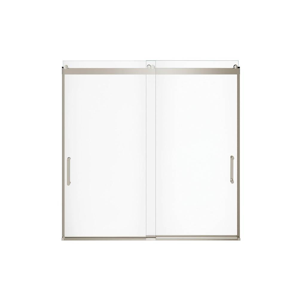 Revelation Round 56-59 x 56.75-59.25 in. 8mm Bypass Tub Door for Alcove Installation with Clear glass in Brushed Nickel