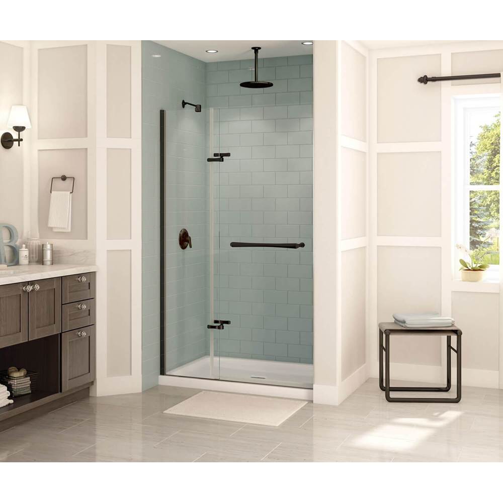Maax - Reveal 71 51.5-54.5 x 71.5 in. 8mm Pivot Shower Door for Alcove Installation with Clear glass in Dark Bronze