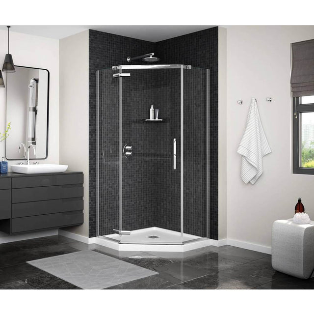 Maax - Link Curve Neo-angle 38 x 38 x 75 in. 8mm Pivot Shower Door for Corner Installation with Clear glass in Chrome