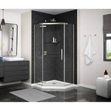 Maax - Link Curve Neo-angle 38 x 38 x 75 in. 8mm Pivot Shower Door for Corner Installation with Clear glass in Brushed Nickel