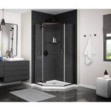 Maax - Link Curve Neo-angle 40 x 40 x 75 in. 8mm Pivot Shower Door for Corner Installation with Clear glass in Dark Bronze