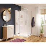 Hana Rectangular 42 x 34 x 75 in. 8mm Pivot Shower Door for Corner Installation with Clear glass in Brushed Nickel