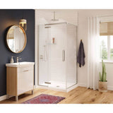 Maax - Hana Rectangular 42 x 34 x 75 in. 8mm Pivot Shower Door for Corner Installation with Clear glass in Brushed Nickel