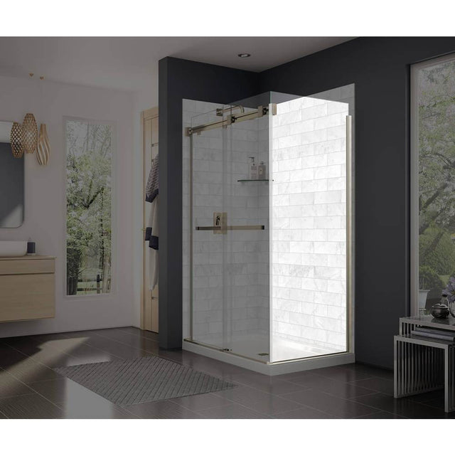 Maax - Duel and Inverto Return Panel for 36 in. Base with Clear glass in Brushed Nickel