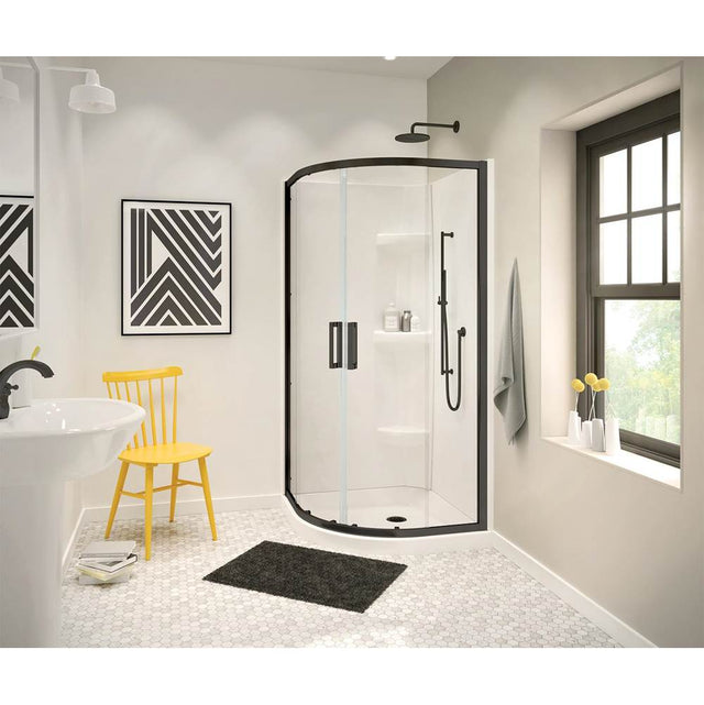 Maax - Radia Neo-round 40 x 40 x 71.5 in. 6 mm Sliding Shower Door for Corner Installation with Clear glass in Matte Black