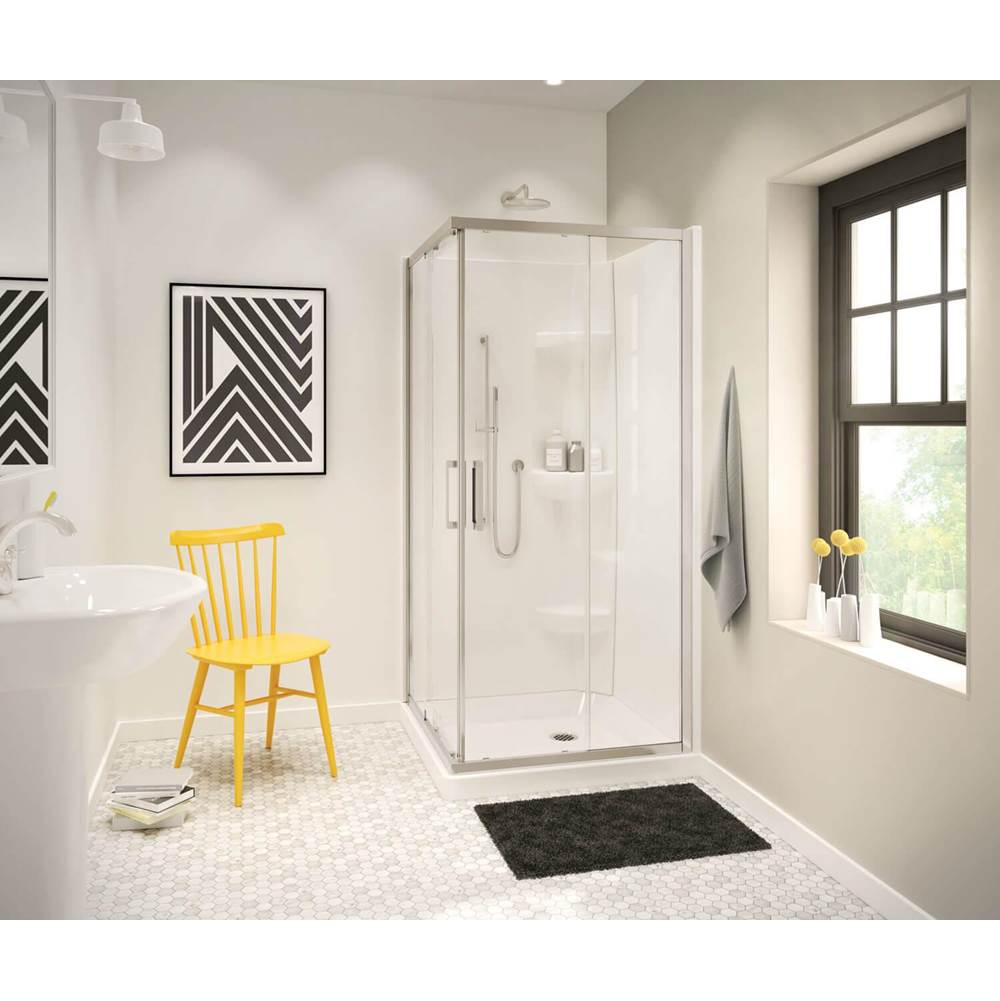 Maax - Radia Square 32 x 32 x 71.5 in. 6mm Sliding Shower Door for Corner Installation with Clear glass in Brushed Nickel
