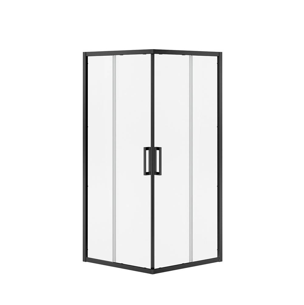 Radia Square 36 x 36 x 71.5 in. 6 mm Sliding Shower Door for Corner Installation with Clear glass in Matte Black