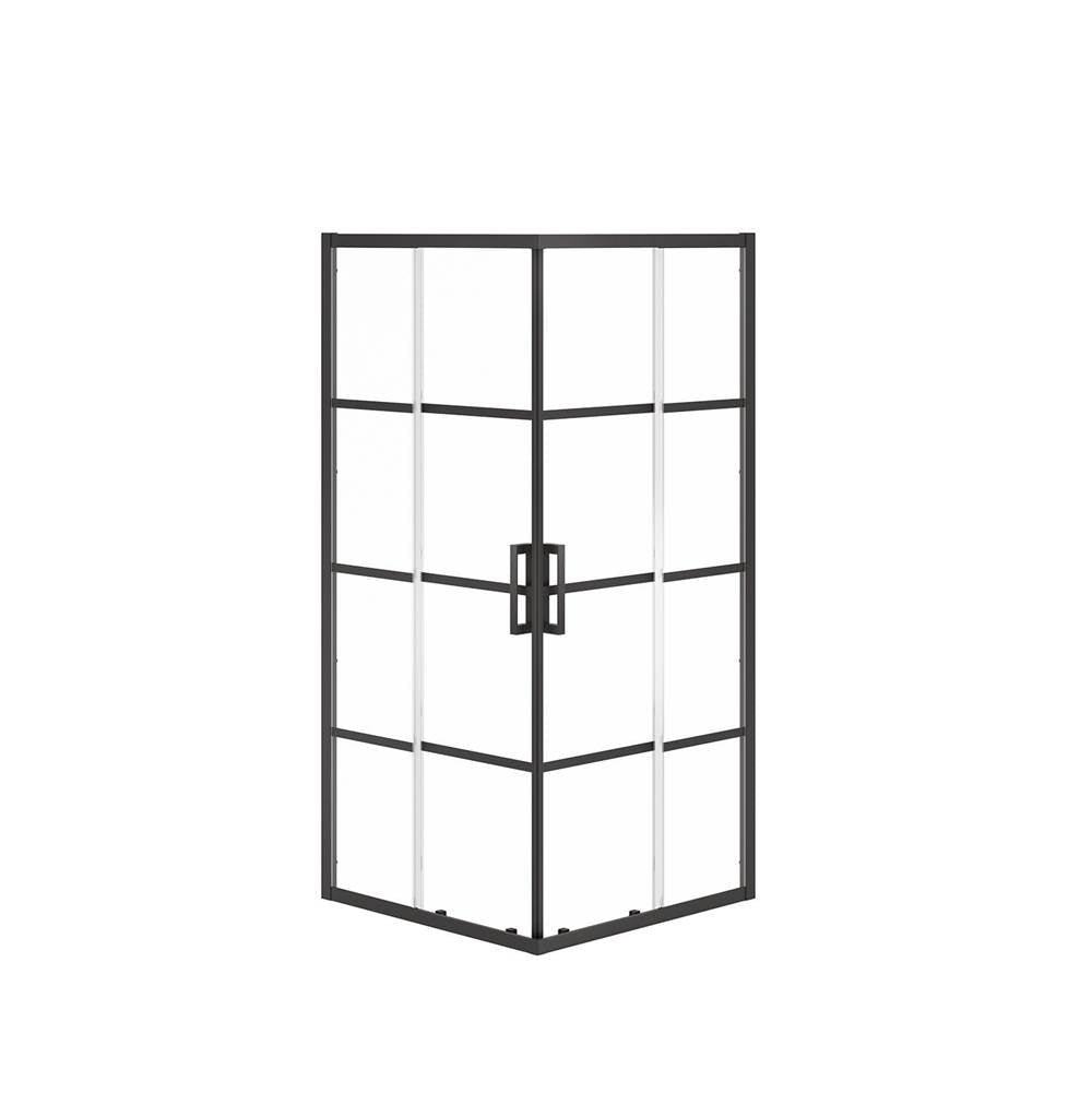 Radia Square 36 x 36 x 71.5 in. 6 mm Sliding Shower Door for Corner Installation with Shaker glass in Matte Black