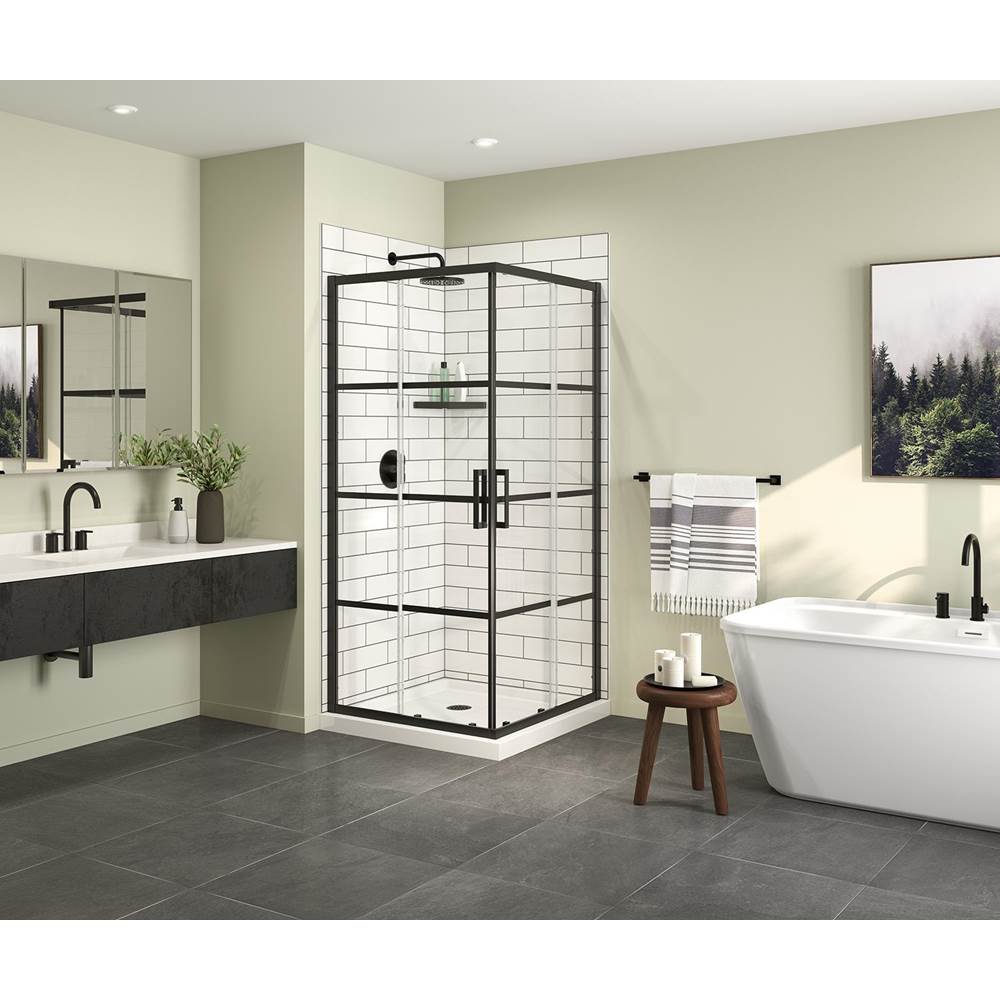 Maax - Radia Square 36 x 36 x 71.5 in. 6 mm Sliding Shower Door for Corner Installation with Shaker glass in Matte Black