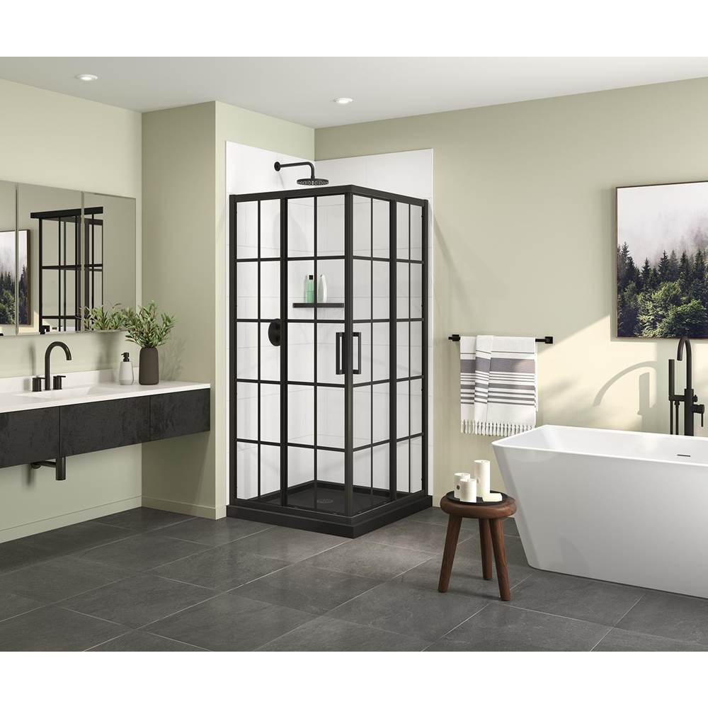 Maax - Radia Square 36 x 36 x 71.5 in. 6 mm Sliding Shower Door for Corner Installation with French glass in Matte Black