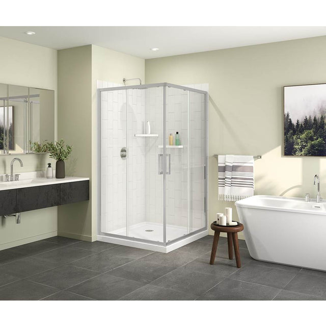 Maax - Radia Square 42 x 42 x 71.5 in. 6 mm Sliding Shower Door for Corner Installation with Clear glass in Chrome