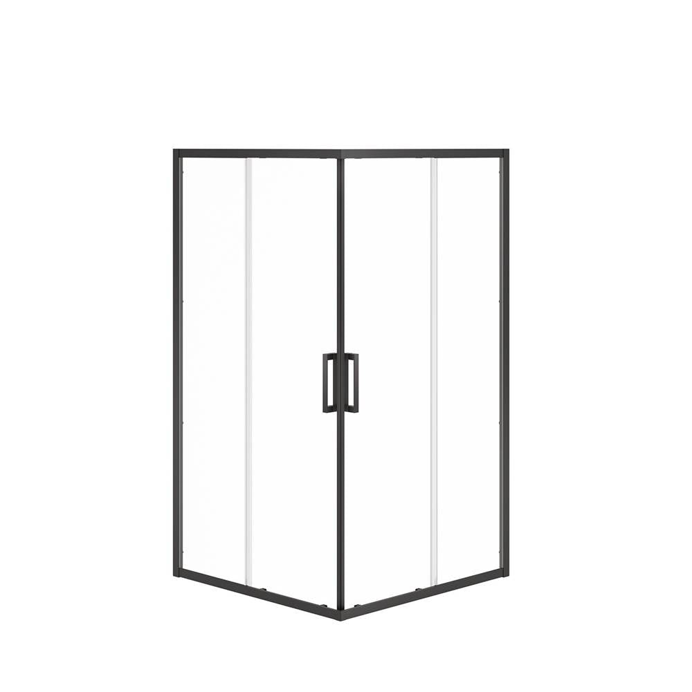 Radia Square 42 x 42 x 71.5 in. 6 mm Sliding Shower Door for Corner Installation with Clear glass in Matte Black