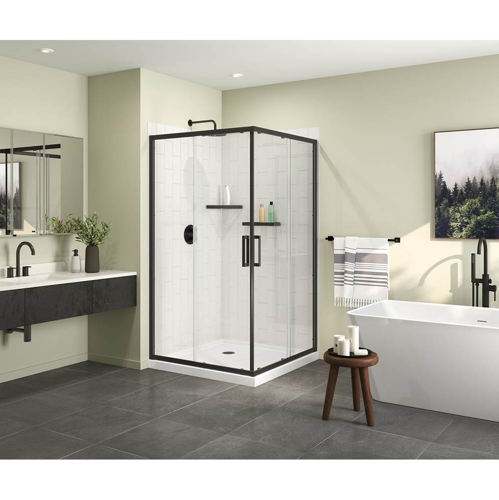Maax - Radia Square 42 x 42 x 71.5 in. 6 mm Sliding Shower Door for Corner Installation with Clear glass in Matte Black