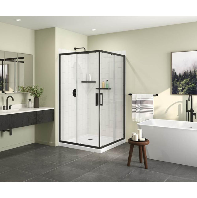 Maax - Radia Square 42 x 42 x 71.5 in. 6 mm Sliding Shower Door for Corner Installation with Clear glass in Matte Black
