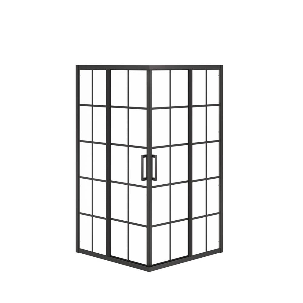 Radia Square 42 x 42 x 71.5 in. 6 mm Sliding Shower Door for Corner Installation with French glass in Matte Black