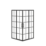 Radia Square 42 x 42 x 71.5 in. 6 mm Sliding Shower Door for Corner Installation with French glass in Matte Black